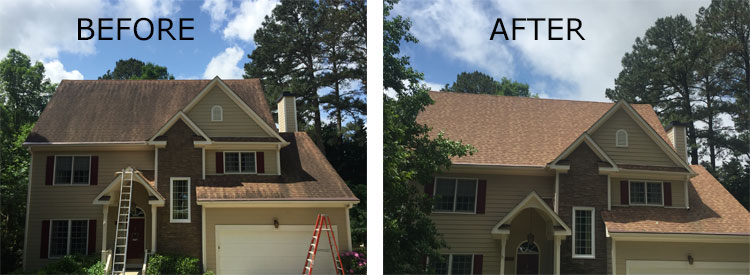 Before and After Raleigh Roof Washing